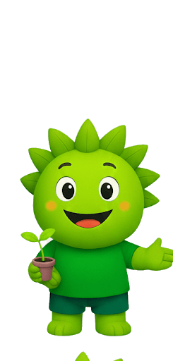 Kiki houdt een klein plantje vast